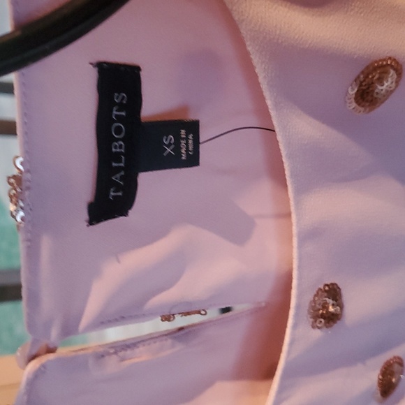 Talbots Elegant Blush with Gold Accents Lined Long Slv Event Sz. S Blouse Top - Picture 2 of 13
